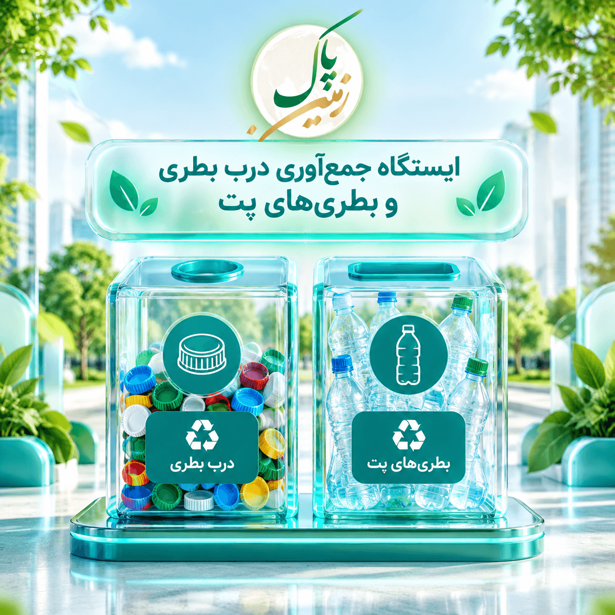 ایستگاه جمعآوری و بازیافت درب بطری و بطریهای پت (PET)